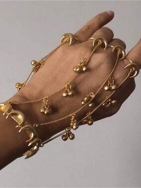 Viral Kashmiri Ghungroo Gold Hand Chain / Hathphool Bangles Pakistani/Indian